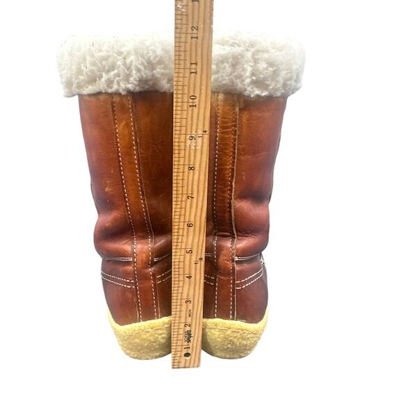 VTG Cabelas Boots 8 Leather Shearling Lace-Up Chunky 70s Distressed Boho Hippy - Picture 10 of 16